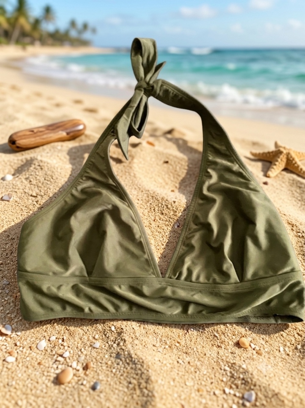 Olive Halter Bikini Top - Women Swim
